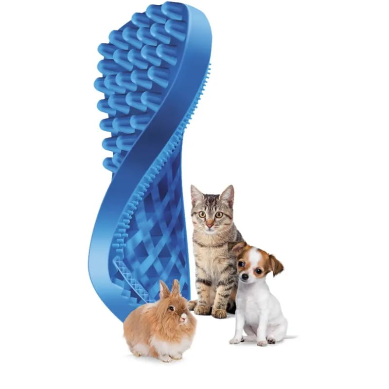 Pet   me Multi Functional Blue Grooming Brush Soft Silicone for Dog & Cat